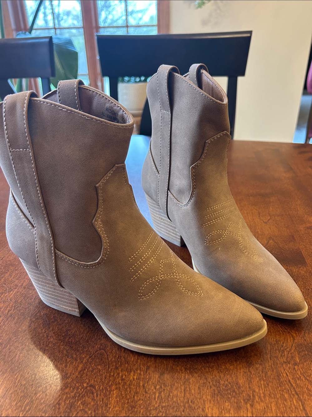 Rachel Zoe Taupe Western-Inspired Ankle Booties - Size 7.5